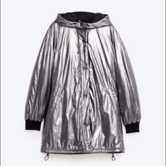 zara silver coat